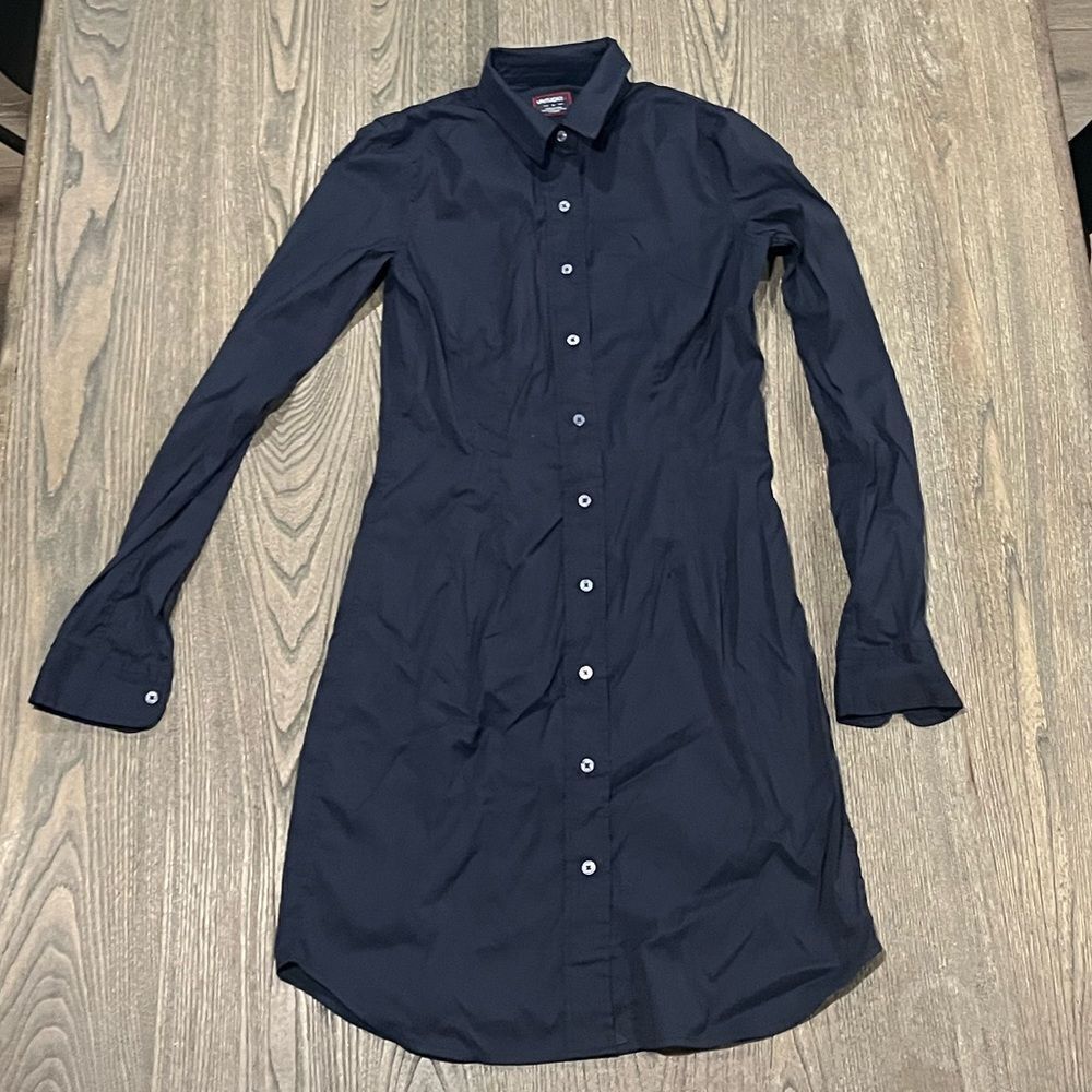 UNTUCKit Marisol Navy Blue Collared Long Sleeve Dress Size 0